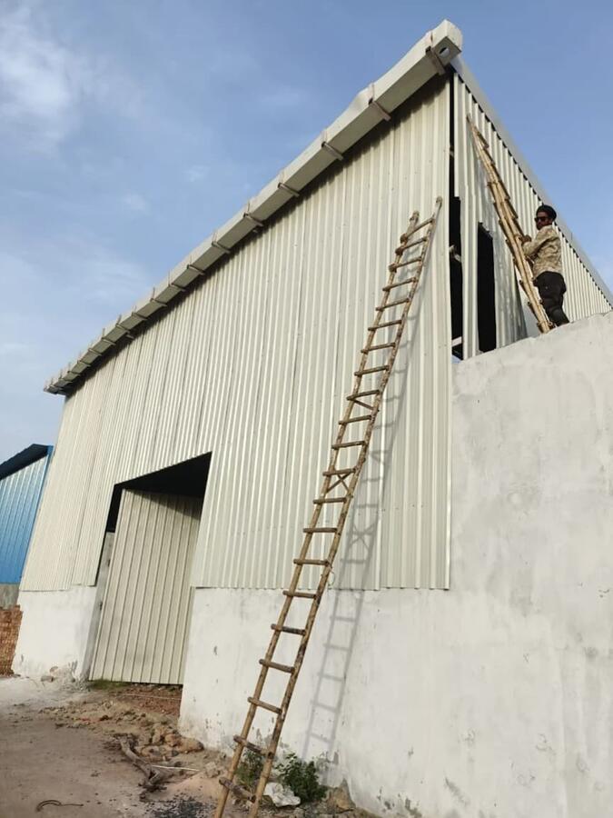 Factory tin shed fabrication under construction — R.R Teen Set Solution
